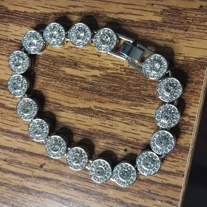 Fold over clasp Rhinestone tennis bracelet